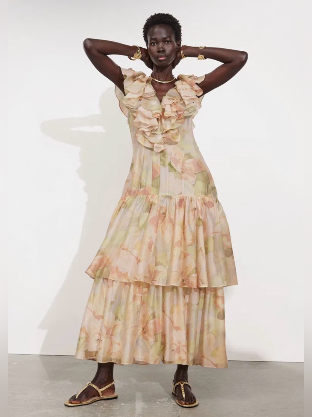 NEW! & Other Stories - Cascading Ruffle Floral Maxi Dress - Size 4 - Picture 5 of 6